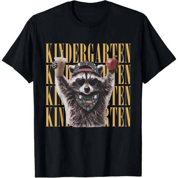 Funny Kindergarten Feral Raccoon Teacher Cute Back to School T-Shirt