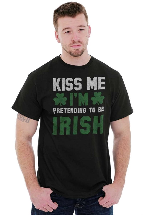 Funny Kiss Me I'm Irish St Patricks Men's Graphic T Shirt Tees Brisco Brands L