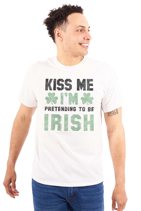 Funny Kiss Me I'm Irish St Patricks Plus Size Crewneck Graphic Tee Shirt Brisco Brands 2X