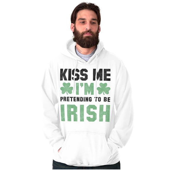 Funny Kiss Me I'm Irish St Patricks Unisex Plus Fleece Graphic Hoodie Brisco Brands 2X