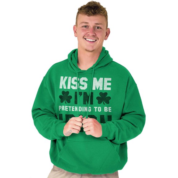 Funny Kiss Me I'm Irish St Patricks Unisex Plus Fleece Graphic Hoodie Brisco Brands 3X