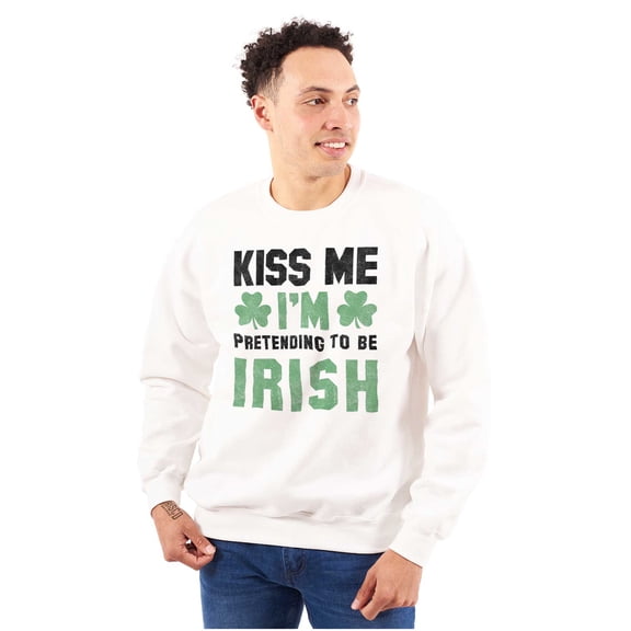 Funny Kiss Me I'm Irish St Patricks Unisex Plus Fleece Graphic Sweatshirt Brisco Brands 3X