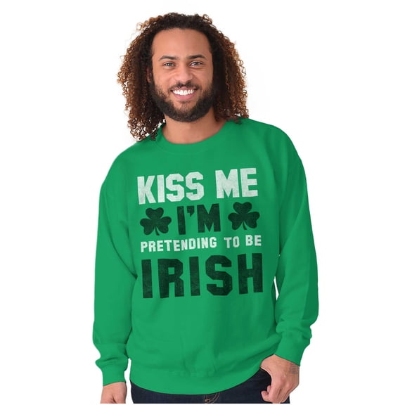 Funny Kiss Me I'm Irish St Patricks Unisex Plus Fleece Graphic Sweatshirt Brisco Brands 3X