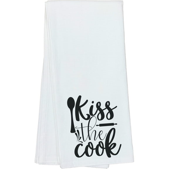 Funny Kiss The Cook Kitchen Tool and Utensil Lovely Home Gift Idea For Friends, Family, and Coworkers - DishTowel, 16x25