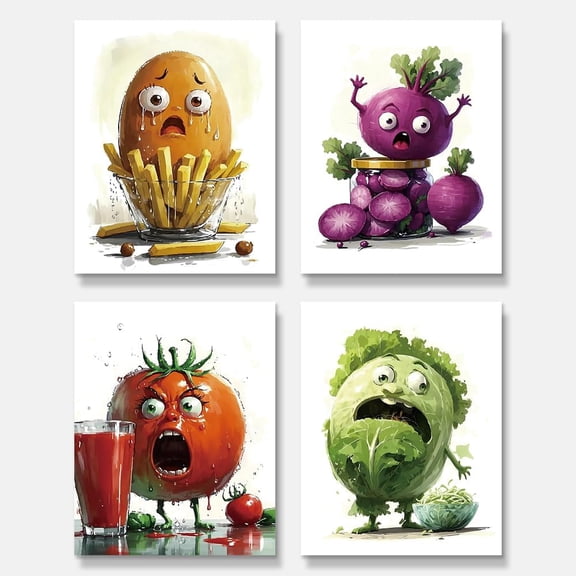 Funny Kitchen Canvas Art Wall Prints Kitchen Canvas Wall Decor Vintage Vegetable Painting Picture for Modern Home Dining Room Kitchen Dining Room Wall Decor Unframed 8x10 inch