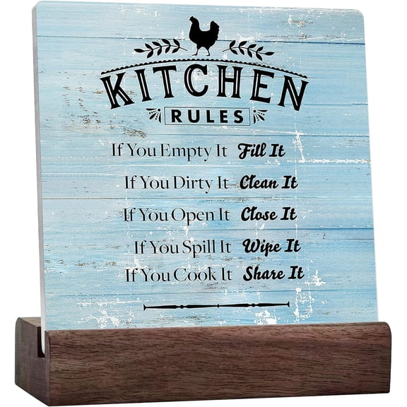 Funny Kitchen Ceramic Table Sign Desk Decor Retro Kitchen Rules Quotes Ceramic Desk Signs Rustic Sign For Home Shelf Table Decoration