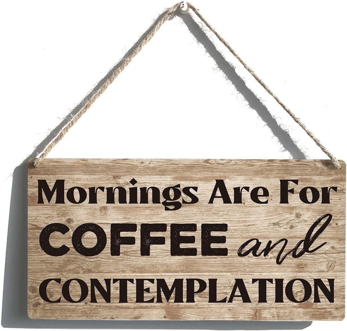 Funny Kitchen Coffee Sign Gift - Farmhouse Mornings are for Coffee Wood ...