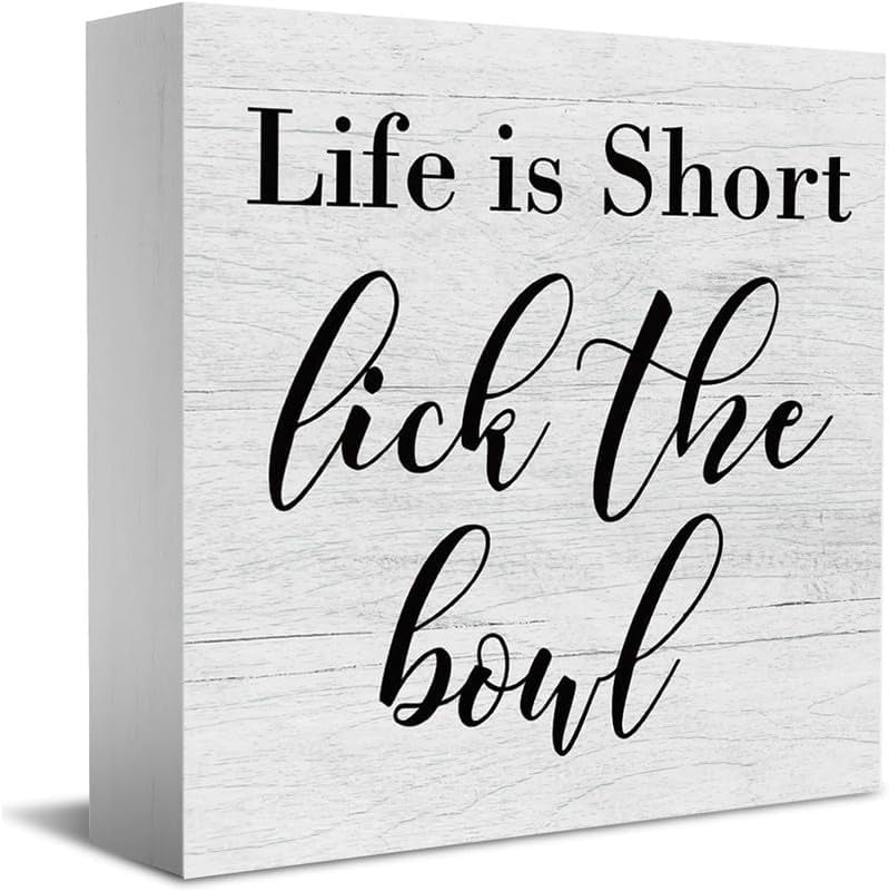 Funny Kitchen Decor Wood Block Plaque Box Signs Rustic Farmhouse