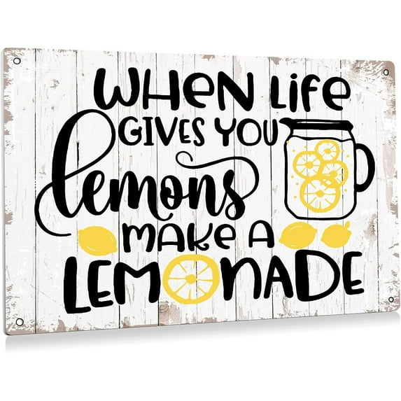 Funny Kitchen Lemon Metal Tin Sign Wall Art Decor When Life Gives You Lemons Sign Farmhouse Home Rustic Decor Gifts