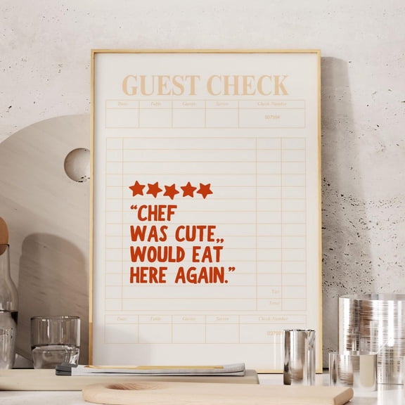 Funny Kitchen Print Cute Chef Art Retro Diner Decor Home Decor Office Wall Art