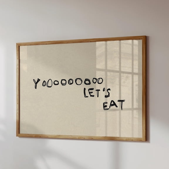 Funny Kitchen Print: Let'S Eat Handwritten Poster UNFRAMED PAPER POSTER, Home Decor, Vintage Gift, Living Room Dercor