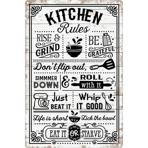 Funny Kitchen Quote Metal Tin Sign Wall Decor Farmhouse Rustic Kitchen Wall Art Decor Sign for Home Kitchen Coffee Shop Decor Gifts 8X12 Inches