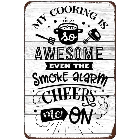 Funny Kitchen Quote My Cooking Is Awome Metal Tin Sign Wall Decor Retro Signs With Sayings For Home Kitchen Decor Gifts 6x8 inch