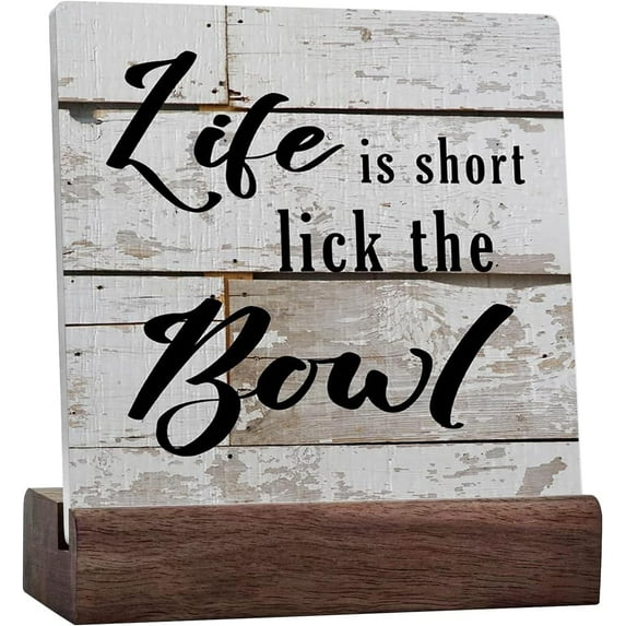 Funny Kitchen Sign Country Kitchen Decor Rustic Desk Decor Ceramic Table Sign Kitchen Table Decor Farmhouse Decor Kitchen Countertop Decor For Home Shelf Kitchen Cabinet Tiered Tray Fireplace Mantel