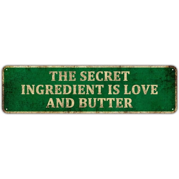 Funny Kitchen Sign, Rustic Farmhouse Kitchen Wall Decor, Modern Farmhouse Kitchen Decor, the Secret Ingredient is Always Love and Butter Sign, Country Kitchen Signs 4" x 16"