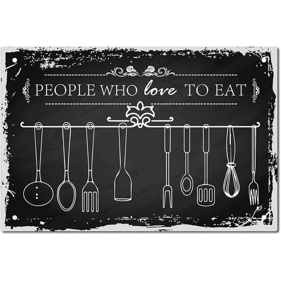 Funny Kitchen Sign Tin Plate People Who Love to Eat Metal Signs Vintage Funny Plaque Retro Food Kitchen Wall Decorations for Family Home Restaurant Hotel Decor 8x12Inch colorful