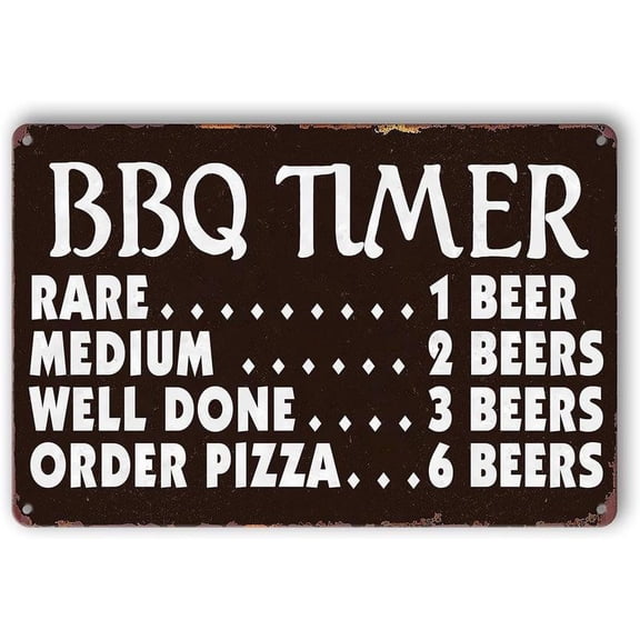 Funny Kitchen Signs Retro BBQ Timer Tin Sign Vintage Grilling Metal Signs For Outdoor Wall Decor Backyard Bar Signs Patio Barbecue Sign