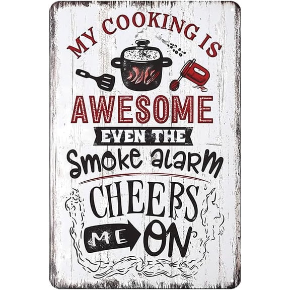 Funny Kitchen Signs Wall Decor Quote My Cooking is Awesome Metal Tin Signs Retro Home Kitchen Decor Gifts 8 x 12 Inch