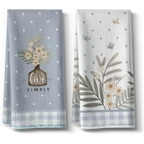Funny Kitchen Towels,Drying Absorbent Tea Towel,Live Simply Spring Summer Seasonal Dishcloth Décor,18x26inch,2 Value Pack,Cleaning Hand Dish,Gifts for Housewarming Mother''s Day(Blue)