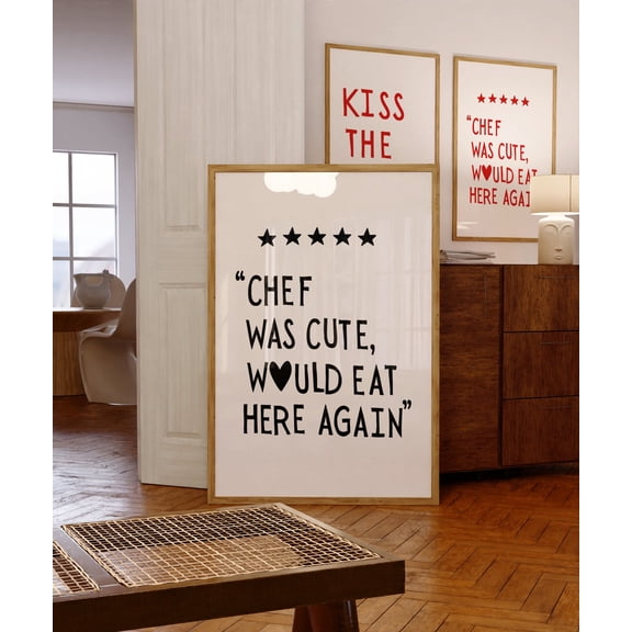Funny Kitchen Wall Art Chef Was Attractive Quote Humor Decor Gift Unframed Paper Print