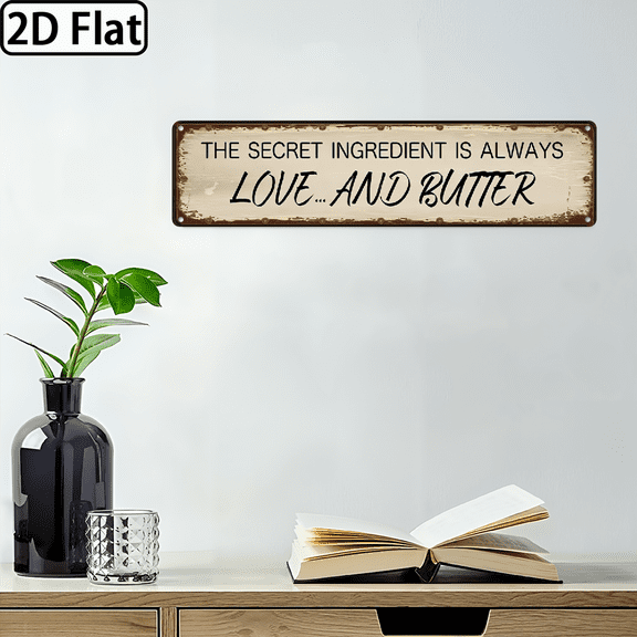 Funny Kitchen Wall Decor The Secret Ingredient Is Always Love And Butter Metal Sign Farmhouse Kitchen Decorations Butter Party Decor Butter Themed Gifts Kitchen Signs 4x16 Inch 2D Flat