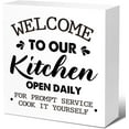 thumbnail image 1 of Funny Kitchen Wooden Box Signs,Farmhouse Kitchen Wooden Signs,Welcome To Our Kitchen Wooden Signs For Kitchen Counter Shelf Table Decor 7x7 Inch, 1 of 5