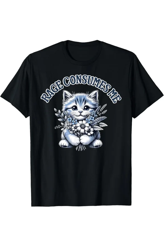 Funny Kitten Cat Meme Cute Cat Rage Consumes Me Unisex T-Shirt, for men & women, up to size 5XL