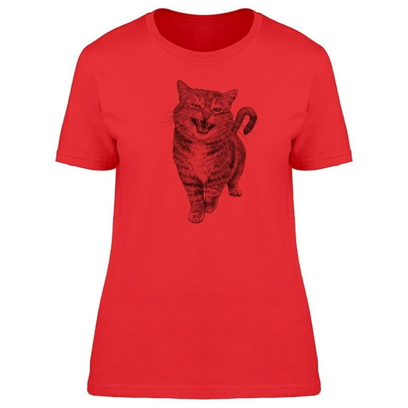 Funny Kitten Cool Sketch T-Shirt Women -Image by Shutterstock, Female Small