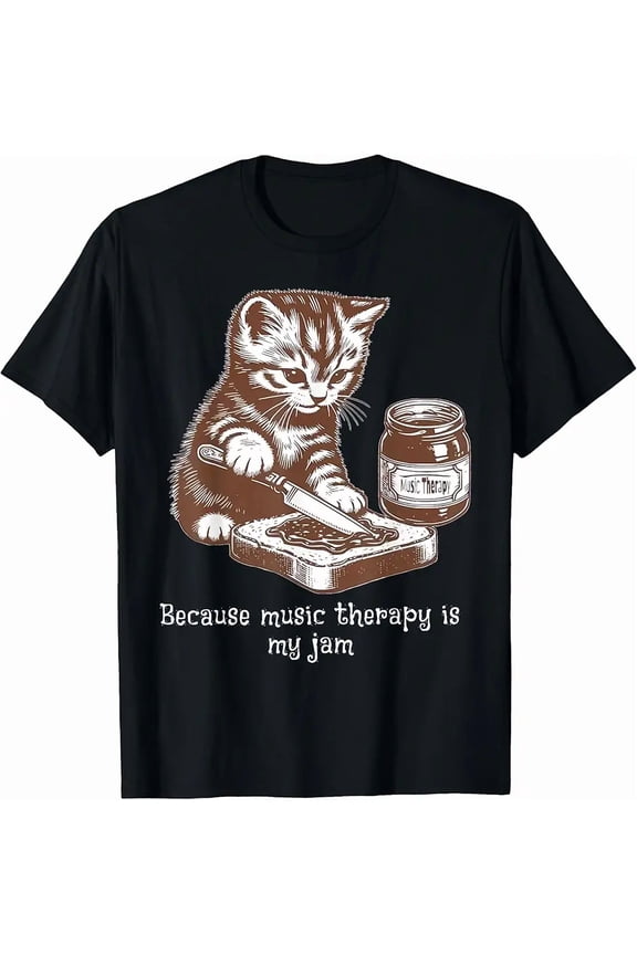 Funny Kitten Music Therapist Gift Unisex Short Sleeve Graphic T-Shirt