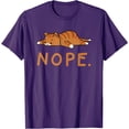 thumbnail image 1 of Funny Kitten Nope Lazy Orange Cat Lovers Gift Unisex T-Shirt for Men Women Kids Toddler,Purple Color,Size YL, 1 of 5