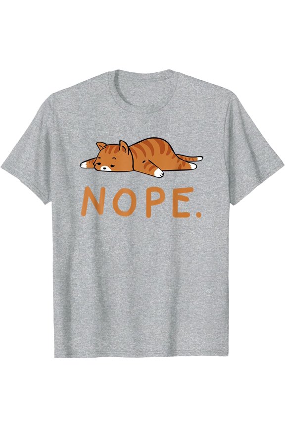 Funny Kitten Nope Lazy Orange Cat Lovers Gift Unisex T-Shirt for Men Women Kids Toddler