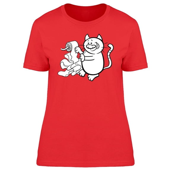 Funny Kitten Playing With Paper T-Shirt Women -Image by Shutterstock, Female Small