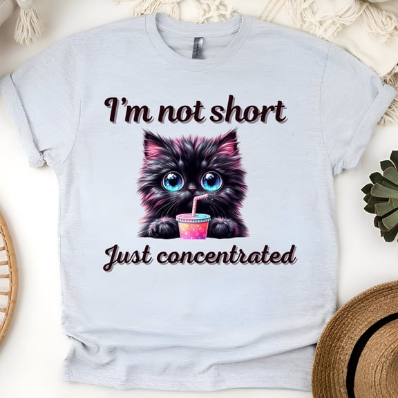 Funny Kitten T-Shirt I’m Not Short Just Concentrated Cute Cat Tee, Ash, Size M