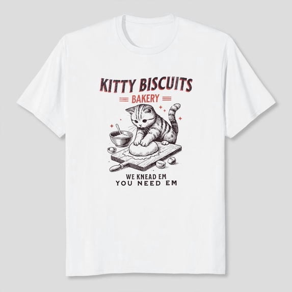 Funny Kitty Biscuits Bakery T-shirt, Sizes S-5XL - Gategoo