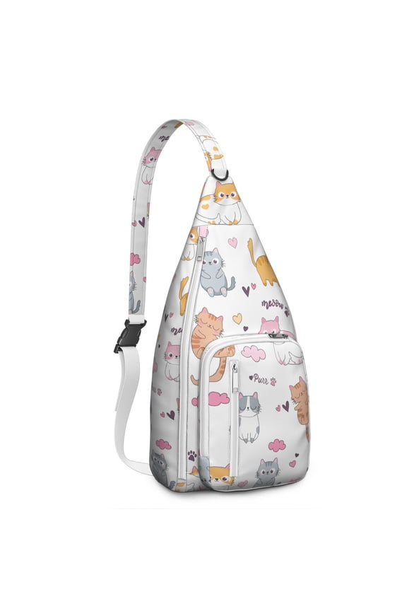 Funny Kitty Sling Bag&nbsp;- Playful Cat Pattern Shoulder Backpack, Anti-Theft for Work & Adventures
