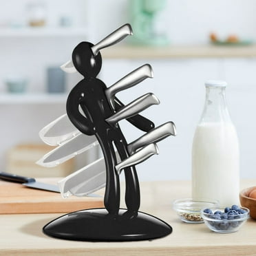 Funny Knife Creative Storage Kitchen Storage Man-Shaped Knife Holder Can Accommodate 5pc of Knives for Professional Cooking Effective Storage (Black)