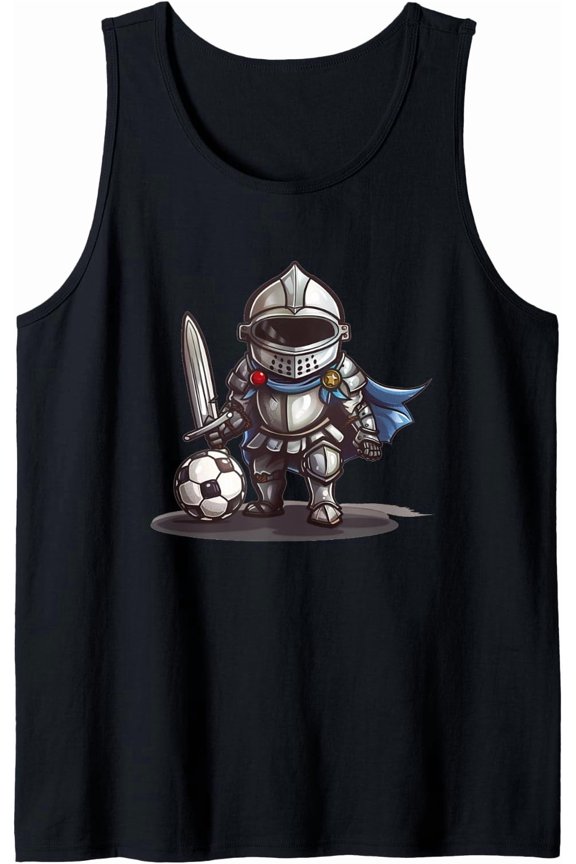 Funny Knight Suit In Armor With Soccer For Ball Lovers Tank Top Size S-3XL