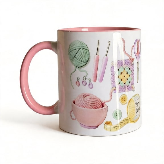 Funny Knitting Gift Ceramic Coffee Mug, Crochet Mugs for Crocheters, Knitting & Crochet Pattern Cup with Insulated Handle, Novelty Milk Cups for Women Crochet Lovers