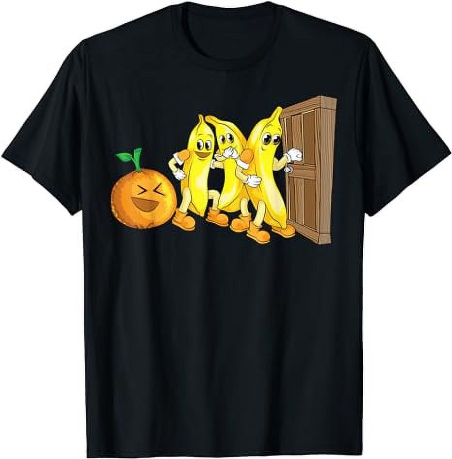 Funny Knock Knock 3 Bananas And Orange Cool Fruit Joke Gift TShirt