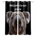 thumbnail image 1 of Funny Koala Blackout Curtains for Bedroom/Living Room, Welcome To OUR Place Modern Retro Thermal Insulated Kitchen Drapes with Grommets, Light Blocking Window Treatment, 2 Panels 52" x 54", 1 of 7