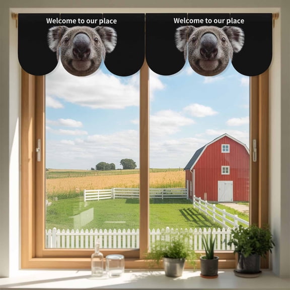 Funny Koala Door Banner Welcome to Our Place Small Scalloped Hanging Banner for Door, Hanging Flag Backdrop Decoration for Wall Window Party 3pcs, 8 x 12 Inch