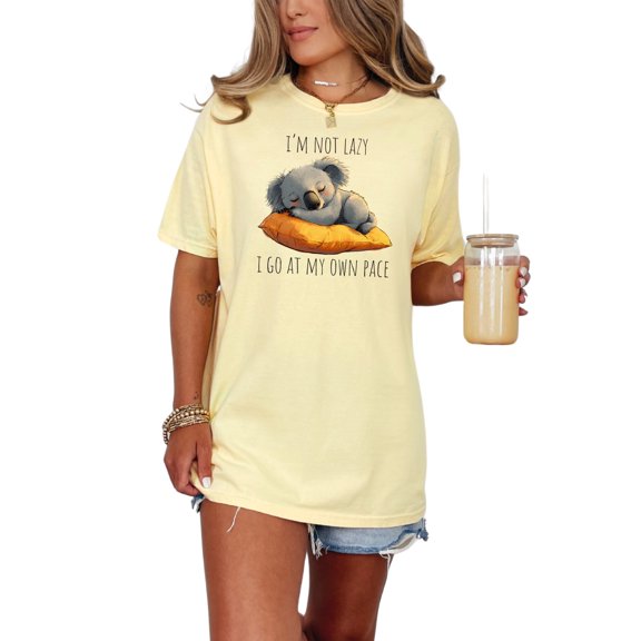 Funny Koala T-Shirt, I'm Not Lazy I Go At My Own Pace, Cute Sleeping Koala Design, Animal Lover Gift Tee, Comfortable Casual Wear, Butter Comfort Colors T-Shirt, 2XL