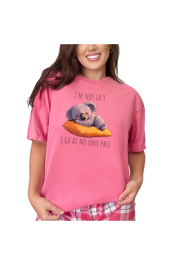 Funny Koala T-Shirt, I'm Not Lazy I Go At My Own Pace, Cute Sleeping Koala Design, Animal Lover Gift Tee, Comfortable Casual Wear, Crunchberry Comfort Colors T-Shirt, 3XL
