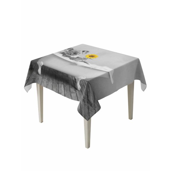 Funny Koala Table Cloth, Waterproof Tablecloth for Square Tables, Cute Art Vintage Lovely Animals on Bathtub Reusable Washable Fabric Table Cover for Restaurant Kitchen Dining Tables 60"x60"