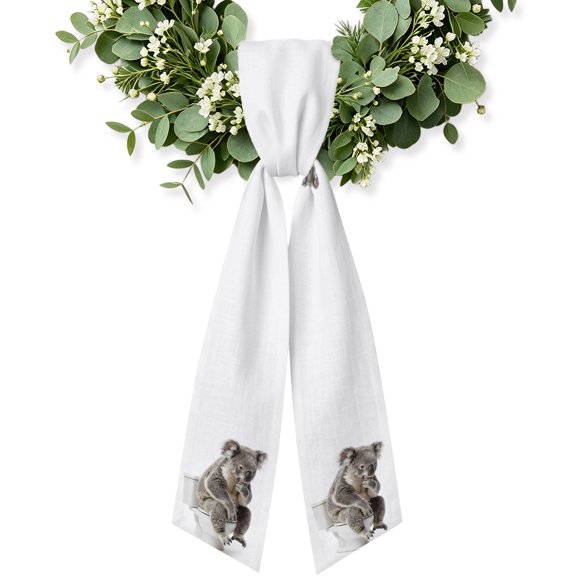 Funny Koala Wreath Sash for Front Door, Cute Art Fun Lovely on Toilets Wreath Bow Holiday Garland Ribbon Wreath Accessories for Home Yard Porch Doorway Fall Christmas Decorations Gifts