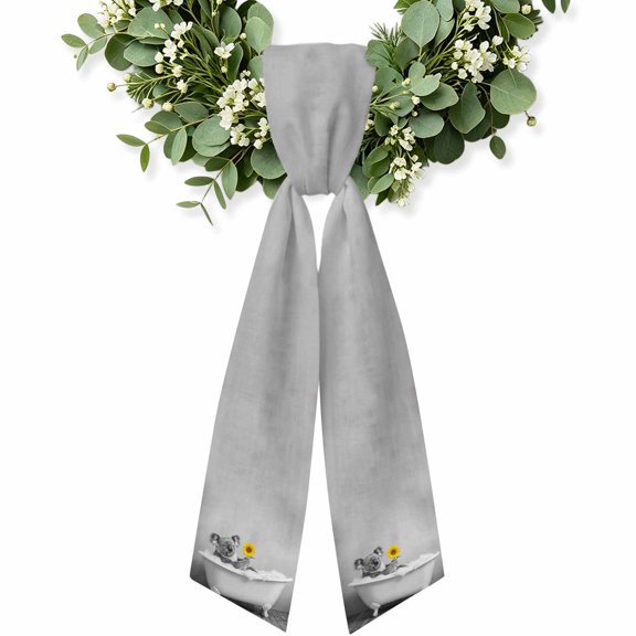 Funny Koala Wreath Sash for Front Door, Cute Art Vintage Lovely on Bathtub Wreath Bow Holiday Garland Ribbon Wreath Accessories for Home Yard Porch Doorway Fall Christmas Decorations Gifts