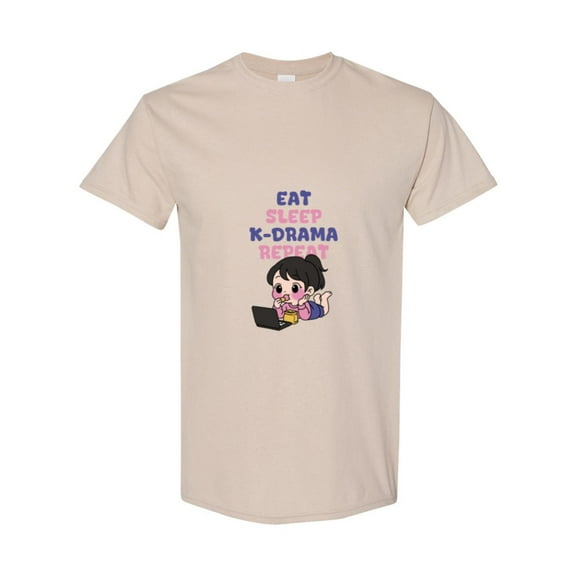 Funny Korean Drama Lover And Fan Quote Eat Sleep K Drama Repeat Unisex T-Shirt, up to size 5XL
