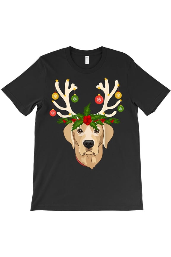 Funny Lab Dog Christmas Reindeer Christmas Lights Themed Cute and G30976 Unisex T-Shirt, Up to Size 5XL