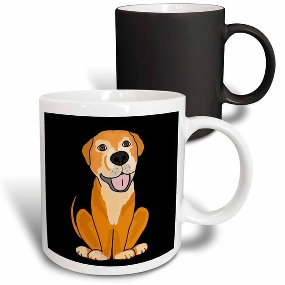 3drose, Funny Lab Mix Rescue Dog Cartoon, 11oz Magic Transforming Mug