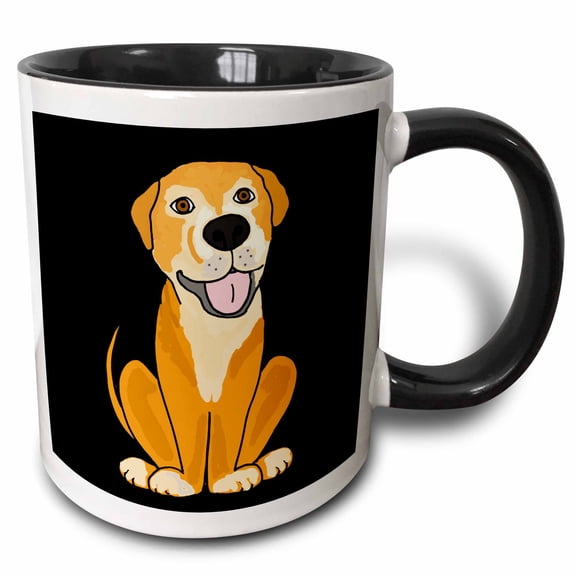 3drose, Funny Lab Mix Rescue Dog Cartoon, 11oz Two-tone Black Mug